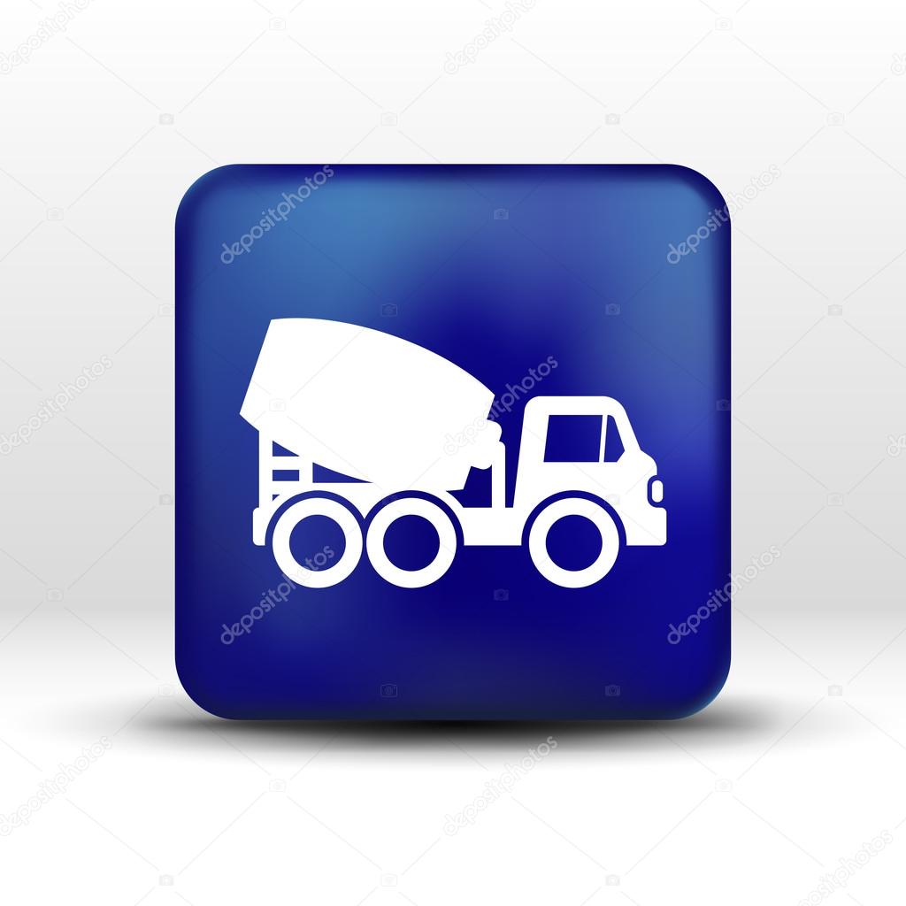 Concrete mixer icon vector button logo symbol concept.