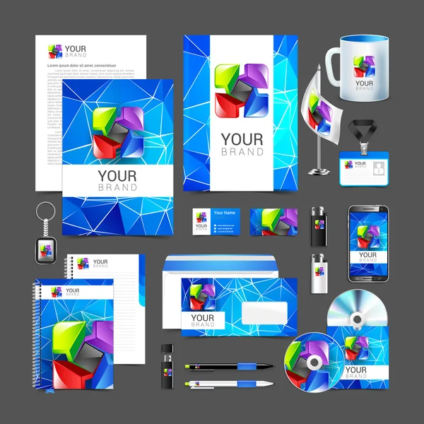 Conjunto de elementos de identidad corporativa para su negocio, incluyendo el logotipo abstracto de color — Vector de stock