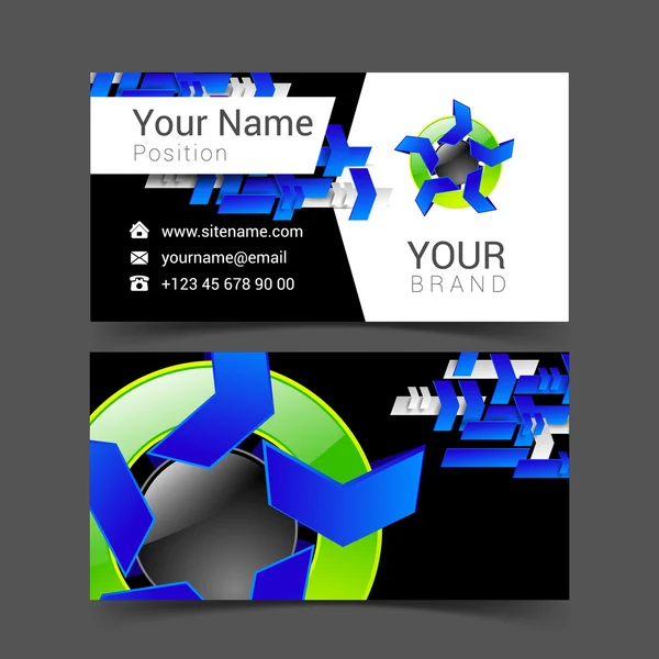 Tarjeta de visita para el logotipo de su empresa con abstracto azul verde y negro — Vector de stock