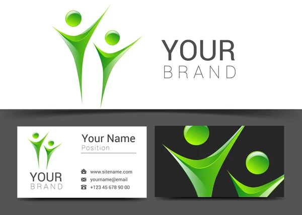 Визитная карточка для деловых людей логотип зеленый — стоковый вектор