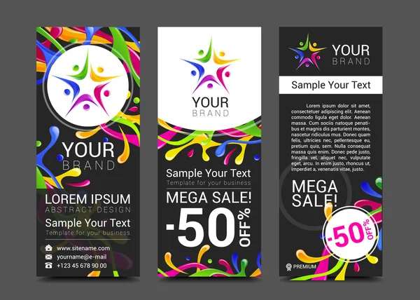 Vector colorido banner hecho de manchas brillantes logotipo personas — Vector de stock