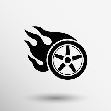 Otomotiv tekerlek ve alevler logo simge ile lastik