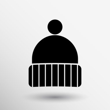 Kış şapka simgesi beyaz arka plan üzerinde. Vektör çizim logo