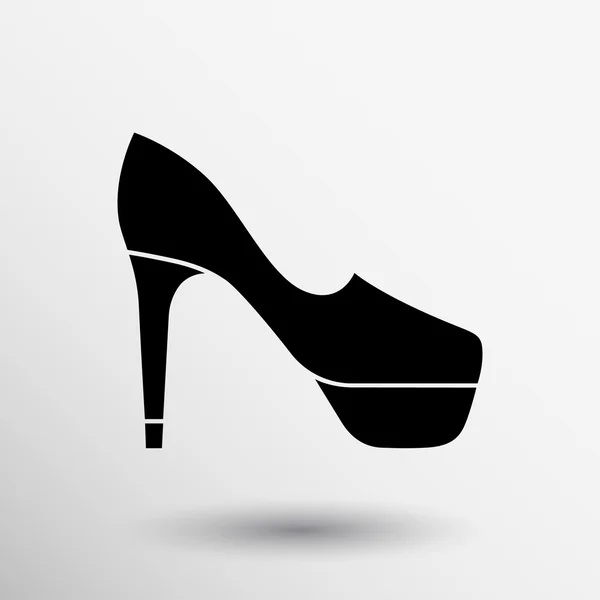 Wysoki obcas buty ikona logo. Elegancka sylwetka. Kobiety Buty symbol. Etykieta moda. Kobieta z buta w kwadrat logo na białym tle — Wektor stockowy