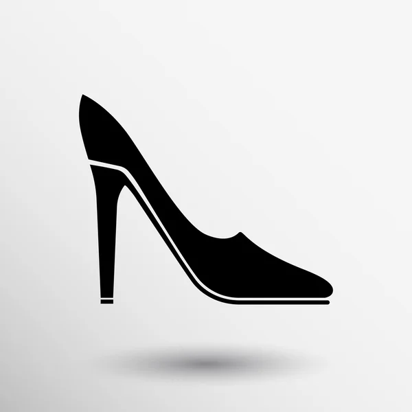 Hoge hak schoenen pictogram logo. Elegant silhouet. Vrouwen Schoenpoetsen symbool. Modelabel. Vrouw van schoen in vierkante geïsoleerde logo — Stockvector