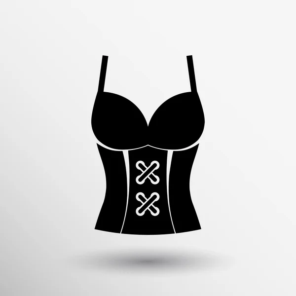 Fűző ikon női ruha illusztráció tervez elegancia stílus silhouette logó — Stock Vector