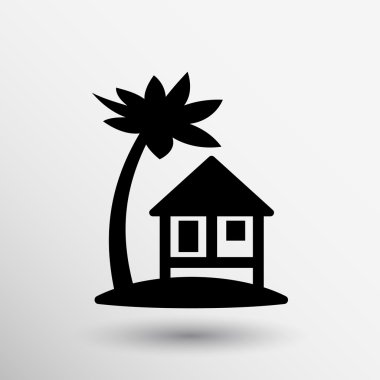 Bungalow signs house icon island travel Hawaii clipart