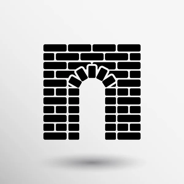 Icon stone wall opening brick archway history — Stock Vector