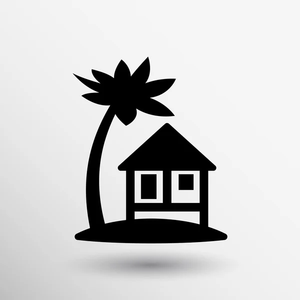 Dům bungalov známky ikona ostrov cestovní Havaj — Stockový vektor