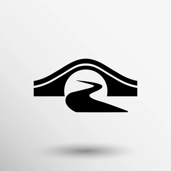 Brug en de rivier gestileerde symbool pictogram ondertekenen — Stockvector