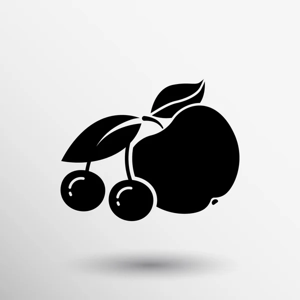 Buah ikon buah apel ceri - Stok Vektor
