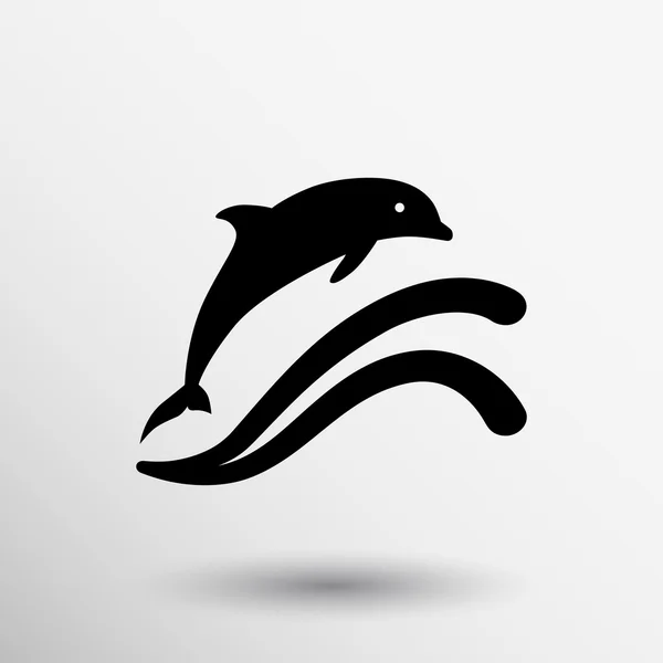 Dolfijn pictogram symbool zee golven ontspannen reizen — Stockvector