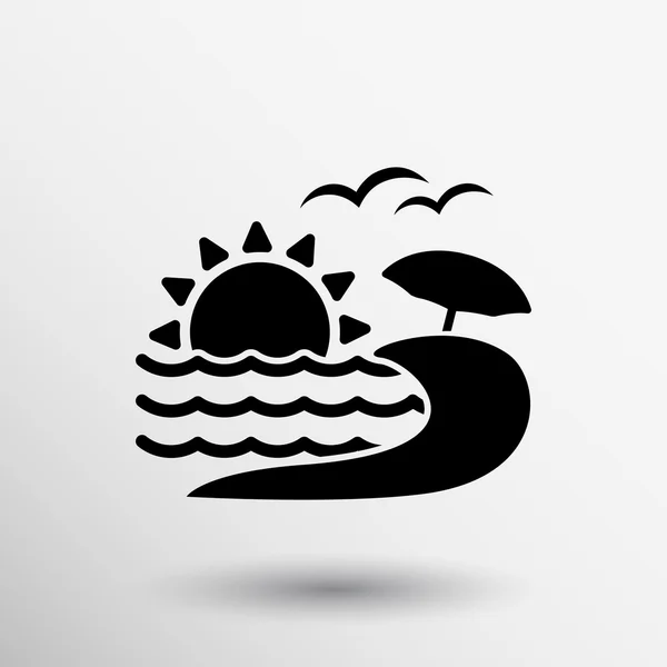 Pictograph summer vacation icon sun beach umbrella Sea — Stock Vector