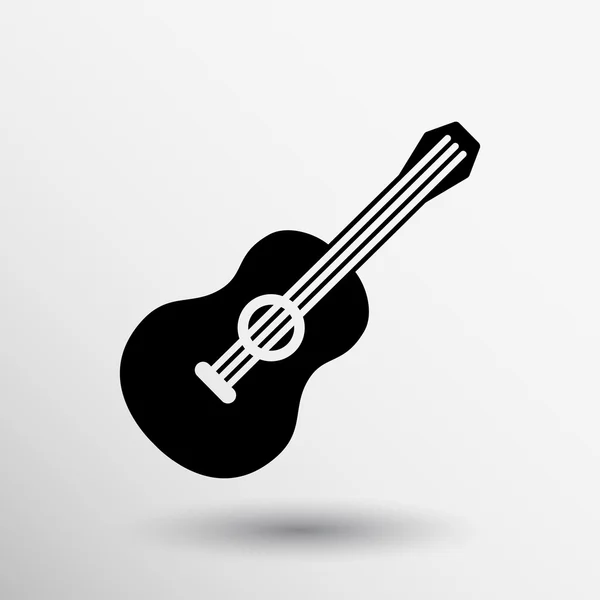 Akustik gitar simge müzik müzik melodi dize damgası — Stok Vektör