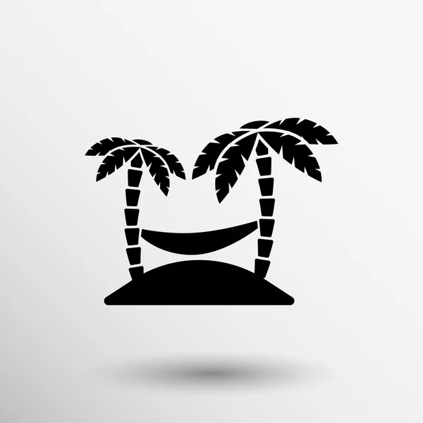 Icon illustration relaxing hammock between two palm trees — Stock Vector