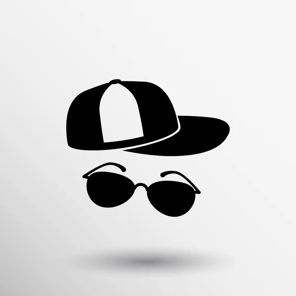 Hombre gorra de béisbol Icono gafas de sol ilustración — Vector de stock