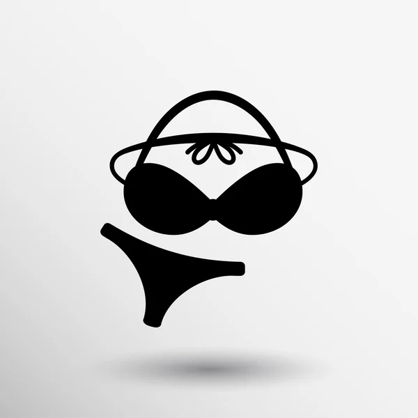 Traje de baño icono playa bikini sujetador botón concepto de ropa — Vector de stock