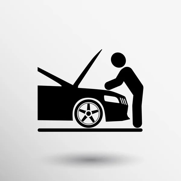 Icono de reparación automotriz coche servicio hombre campana — Vector de stock