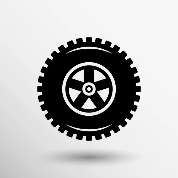 Icono de rueda símbolo aislado neumático máquina coche fondo reparación — Archivo Imágenes Vectoriales