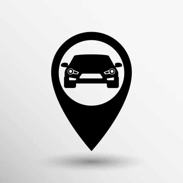 Mappa puntatore con icona auto Illustrazione vettoriale — Vettoriale Stock