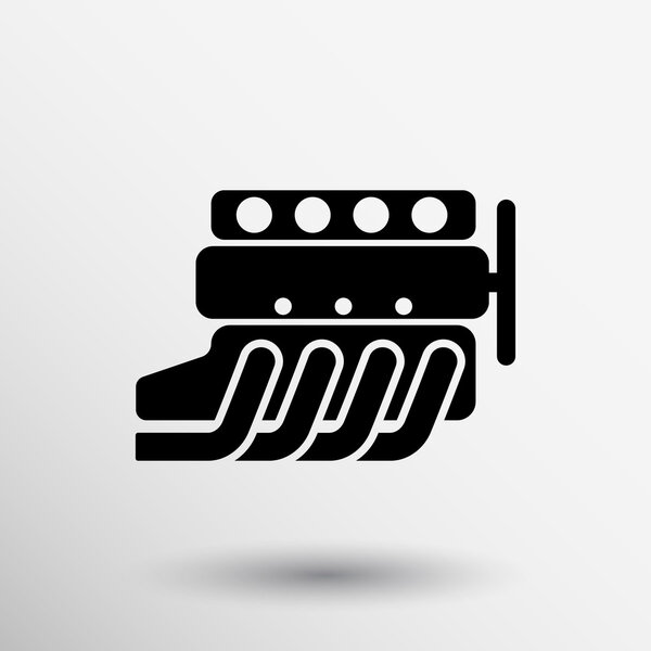 car engine symbol, stylized vector silhouette of automobile motor