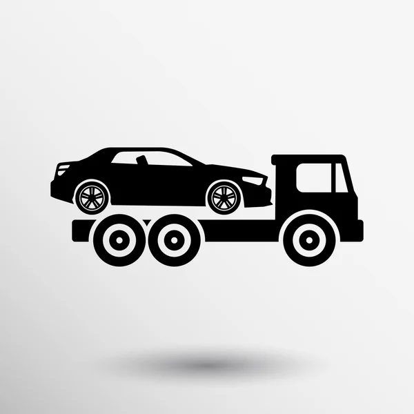 Asistencia en carretera coche remolque icono de la camioneta. Ilustración vectorial — Vector de stock