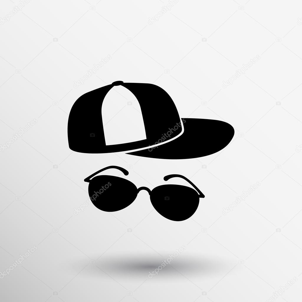Man baseball cap Icon sunglasses glasses illustration.