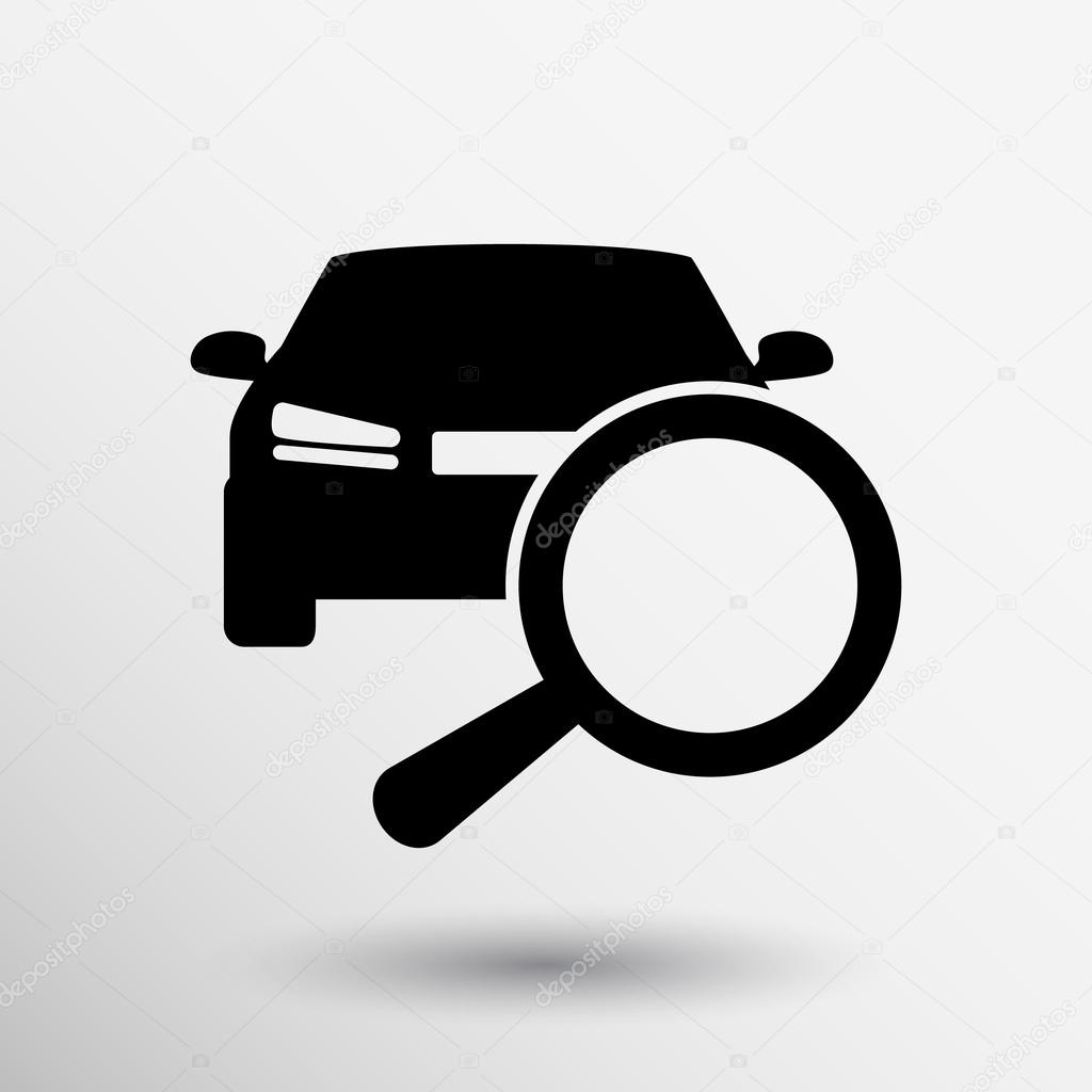 Magnifying glass with car Car selling icon Search deal.