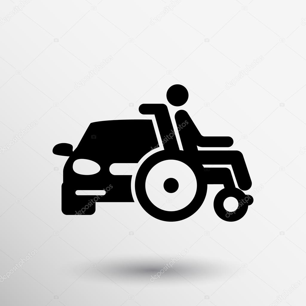 Parking space concept  pin auto disabled icon.