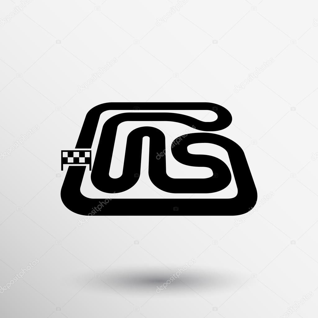 Abstract racing track shape sign cars vector illustration.