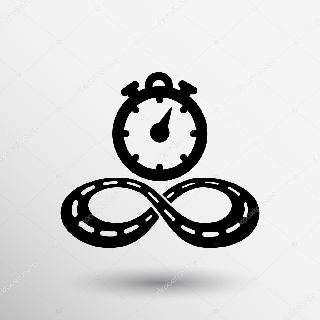 Abstract racing track shape sign cars Stopwatch icon during check-in.