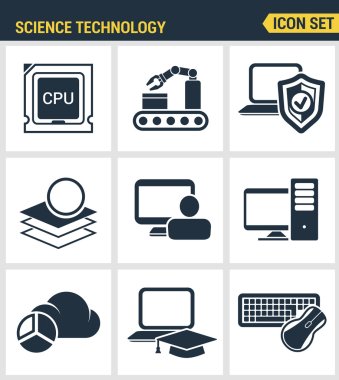 Icons set premium quality of data science technology, machine learning process. Modern pictogram collection flat design style symbol collection. Isolated white background. clipart