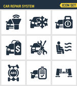 Icons setzen Premium-Qualität der Auto-Reparatur-System-Icon-Set Automobil-Instrumentenservice. moderne Kollektion von Piktogrammen mit flachem Design und Symbolkollektion. isolierter weißer Hintergrund.