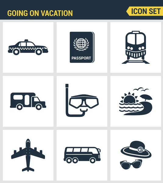 Icons setzen Premium-Qualität des Urlaubs Icon-Set Sommerurlaub. Tourismus-Ikonen-Tour. Tourismusvektor. moderne Kollektion von Piktogrammen mit flachem Design und Symbolkollektion. isolierter weißer Hintergrund. — Stockvektor