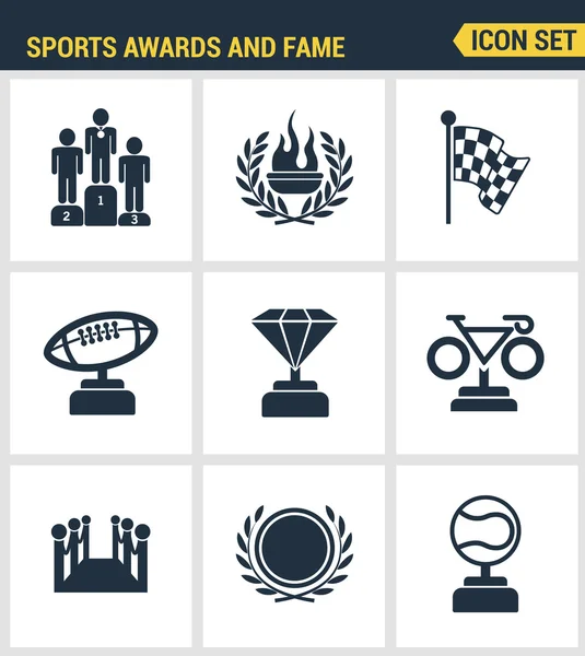 Icons set premium quality of awards and fame emblem sport victory honor. Modern pictogram collection flat design style symbol collection. Isolated white background. — Stock Vector