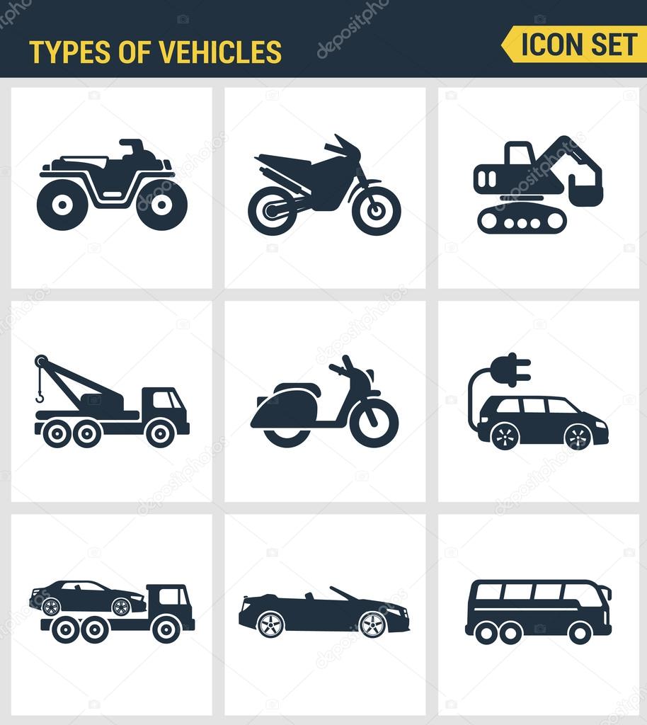 Car icon pack. All car types icon collection. Vehicle icons
