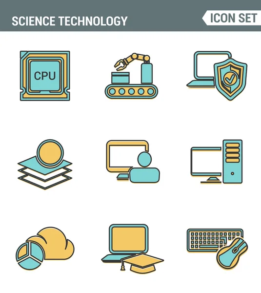 Icons line set premium quality of data science technology, machine learning process. Modern pictogram collection flat design style symbol . Isolated white background — Stock Vector