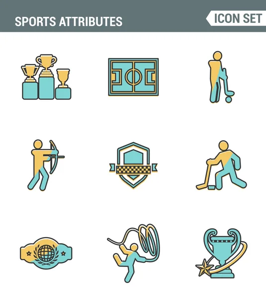 Icons line set premium quality of sports attributes, fans support, club emblem. Modern pictogram collection flat design style symbol . Isolated white background — Stock Vector