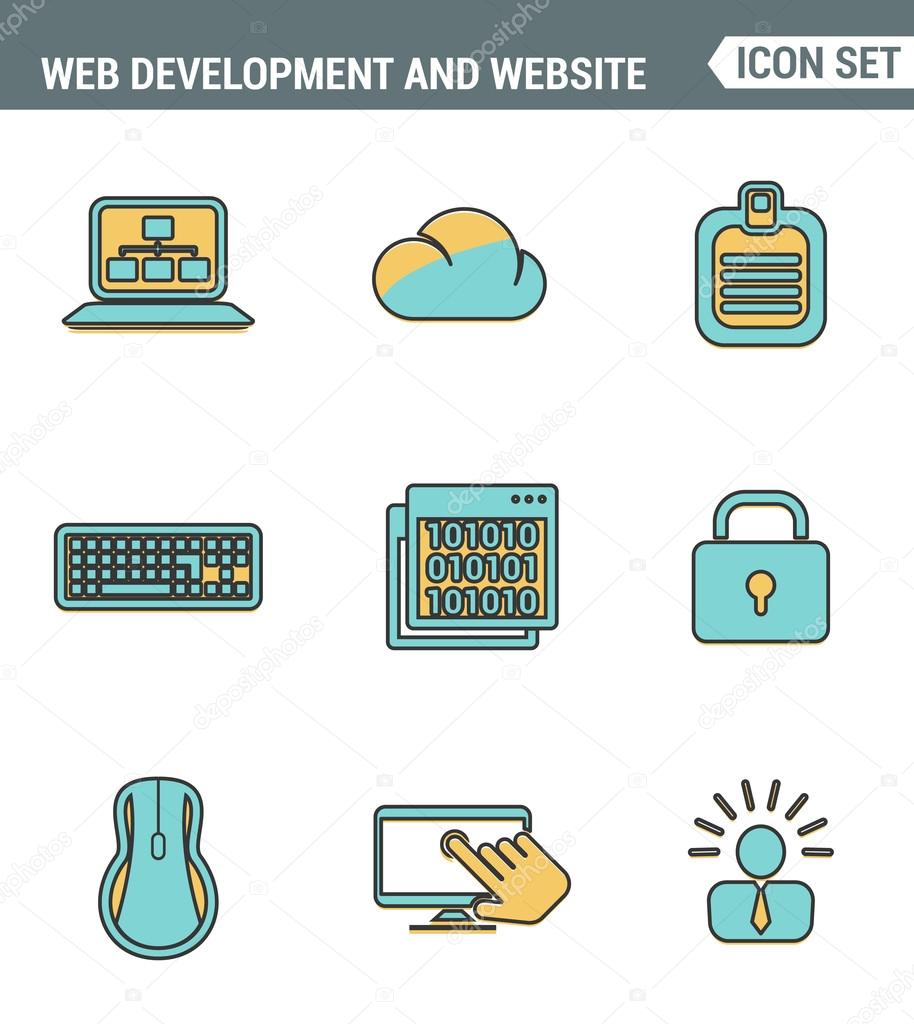Icons line set premium quality of web development and website ...