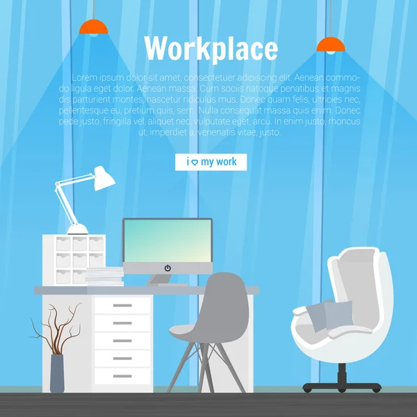 Collection stylish colors business work flow items elements, things, equipment, objects. Flat modern design concept of creative office room interior workspace, workplace. Vector illustration — стоковый вектор