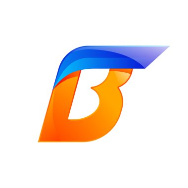 B harfi mavi ve Turuncu logo tasarımı Uygulama için hızlı hız tasarım şablon uyrupları