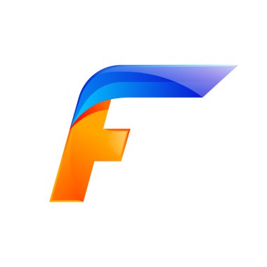 F harfi mavi ve Turuncu logo tasarımı Uygulama için hızlı hız tasarım şablon öğeleri