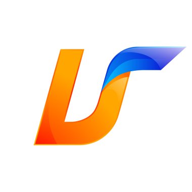 U harfi mavi ve Turuncu logo tasarımı Uygulama için hızlı hız tasarım şablon öğeleri