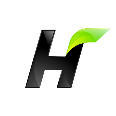 H harfi siyah ve yeşil logo tasarım hızlı hızlı tasarım şablonu öğeleri uygulama için