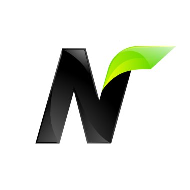 N harfi siyah ve yeşil logo tasarım hızlı hızlı tasarım şablonu öğeleri uygulama için