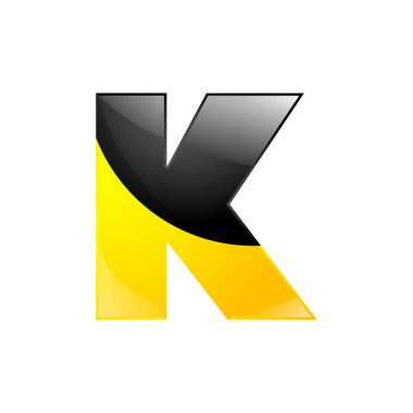 Yaratıcı sarı ve siyah harf K uygulamanız için sembol veya tasarım alfabe grafik şirket 3d mektup