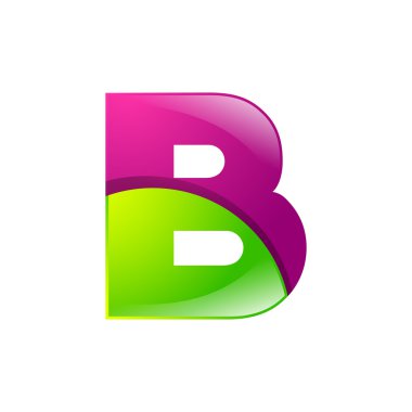 B harfi yeşil ve pembe logo tasarım şablonu öğeleri uygulama şirketi için bir simge