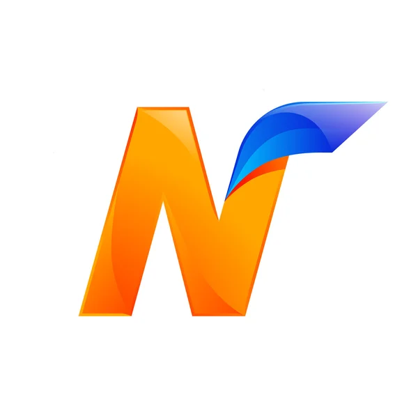 Дизайн логотипа N letter blue и Orange Элементы шаблона быстрого дизайна для применения — стоковый вектор