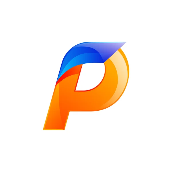 P letter blauw en oranje logo ontwerp snelle snelheid ontwerpsjabloon elementen voor toepassing — Stockvector