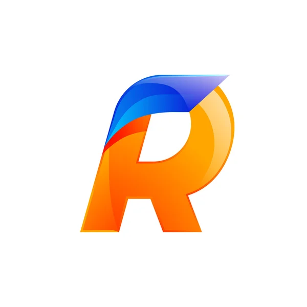 R 字母蓝色和橙色徽标设计 快速设计模板元素用于应用 — 图库矢量图片